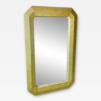 Karl Springer MODERN EMERALD SHAPED TESSELATED MARBLE MIRROR IN THE MANNER OF KARL SPRINGER