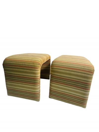 Karl Springer MODERN FABRIC CHROME STRETCHER WATERFALL BENCHES MANNER OF KARL SPRINGER