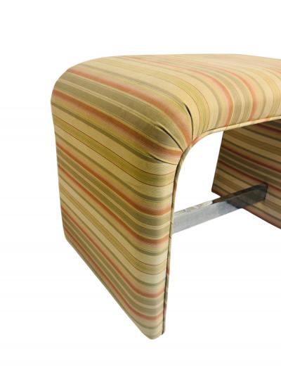 Karl Springer MODERN FABRIC CHROME STRETCHER WATERFALL BENCHES MANNER OF KARL SPRINGER