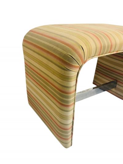 Karl Springer MODERN FABRIC CHROME STRETCHER WATERFALL BENCHES MANNER OF KARL SPRINGER