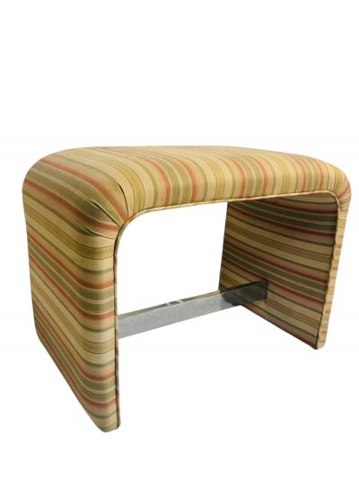 Karl Springer MODERN FABRIC CHROME STRETCHER WATERFALL BENCHES MANNER OF KARL SPRINGER