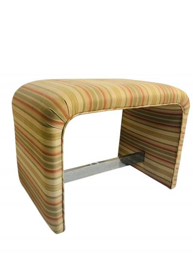 Karl Springer MODERN FABRIC CHROME STRETCHER WATERFALL BENCHES MANNER OF KARL SPRINGER