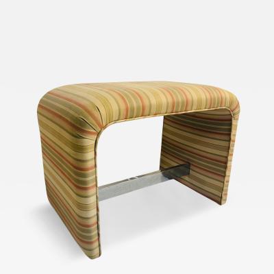 Karl Springer MODERN FABRIC CHROME STRETCHER WATERFALL BENCHES MANNER OF KARL SPRINGER
