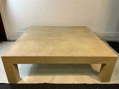 Karl Springer MODERN FAUX GRASSCLOTH COFFEE TABLE