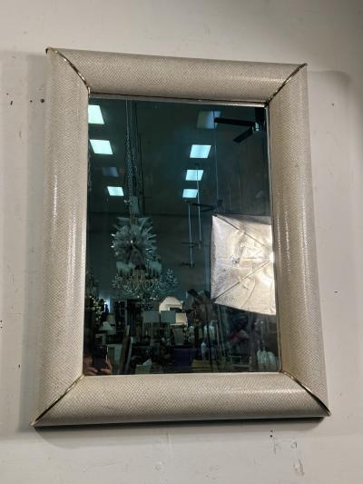 Karl Springer MODERN FAUX SNAKESKIN AND BRASS MIRROR IN THE MANNER OF KARL SPRINGER