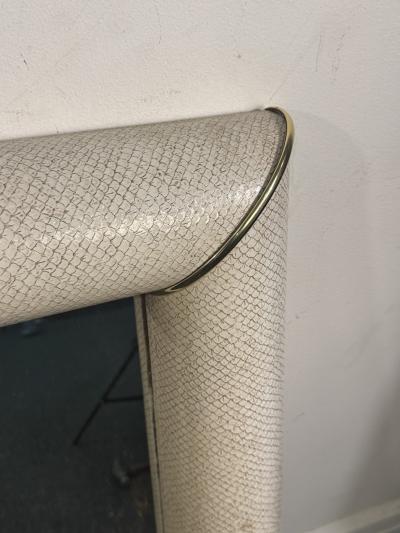 Karl Springer MODERN FAUX SNAKESKIN AND BRASS MIRROR IN THE MANNER OF KARL SPRINGER
