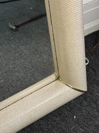 Karl Springer MODERN FAUX SNAKESKIN AND BRASS MIRROR IN THE MANNER OF KARL SPRINGER