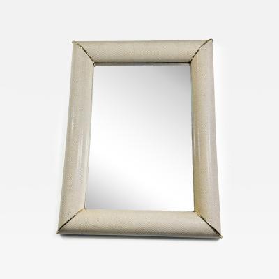 Karl Springer MODERN FAUX SNAKESKIN AND BRASS MIRROR IN THE MANNER OF KARL SPRINGER