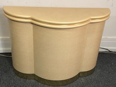 Karl Springer MODERN FAUX SNAKESKIN AND BRASS SCALLOP EDGE CONSOLE