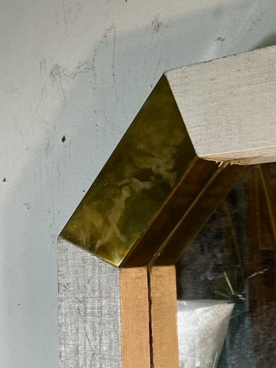 Karl Springer MODERN GRASSCLOTH AND BRASS MIRROR