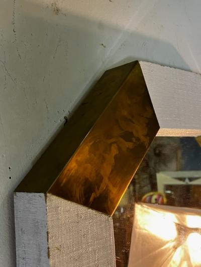 Karl Springer MODERN GRASSCLOTH AND BRASS MIRROR