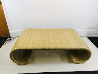 Karl Springer MODERN GRASSCLOTH SCROLL COFFEE TABLE