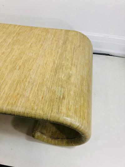 Karl Springer MODERN GRASSCLOTH SCROLL COFFEE TABLE
