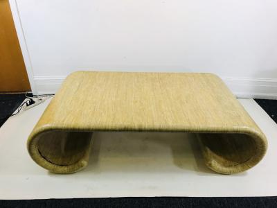Karl Springer MODERN GRASSCLOTH SCROLL COFFEE TABLE
