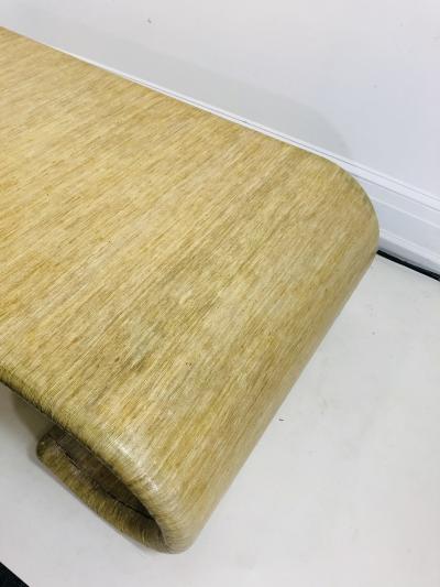 Karl Springer MODERN GRASSCLOTH SCROLL COFFEE TABLE