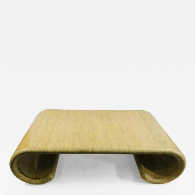 Karl Springer MODERN GRASSCLOTH SCROLL COFFEE TABLE