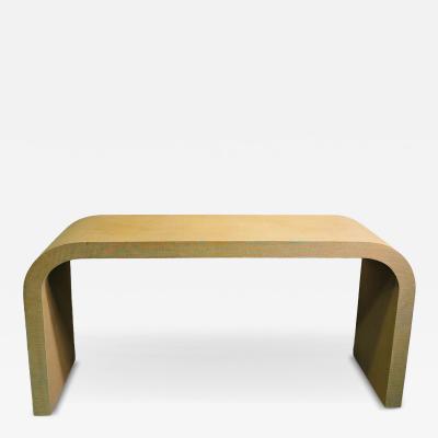 Karl Springer MODERN GRASSCLOTH WATERFALL CONSOLE IN THE MANNER OF KARL SPRINGER