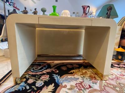 Karl Springer MODERN LINEN AND BRASS WATERFALL CONSOLE