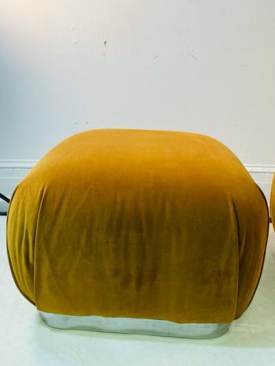 Karl Springer MODERN PAIR OF SOUFFLE STOOLS IN THE MANNER OF KARL SPRINGER