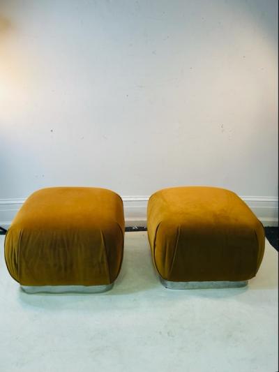 Karl Springer MODERN PAIR OF SOUFFLE STOOLS IN THE MANNER OF KARL SPRINGER