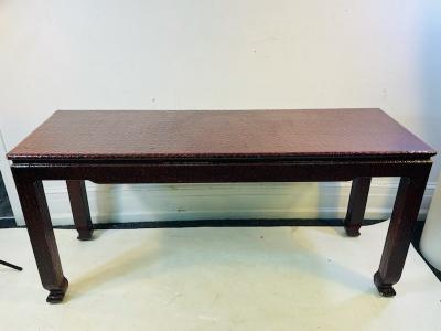 Karl Springer MODERN RED LACQUER WOVEN DESIGN CONSOLE IN THE MANNER OF KARL SPRINGER