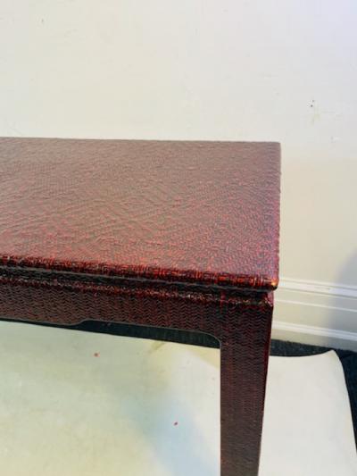 Karl Springer MODERN RED LACQUER WOVEN DESIGN CONSOLE IN THE MANNER OF KARL SPRINGER