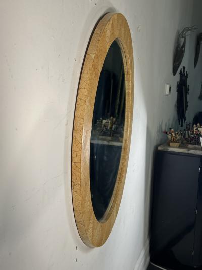 Karl Springer MODERN ROUND COCONUT SHELL MOSAIC MIRROR