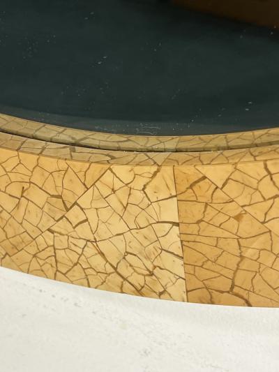 Karl Springer MODERN ROUND COCONUT SHELL MOSAIC MIRROR