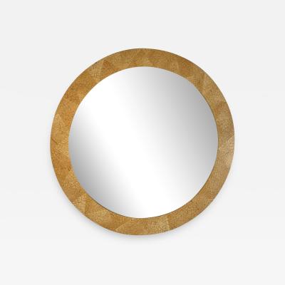 Karl Springer MODERN ROUND COCONUT SHELL MOSAIC MIRROR