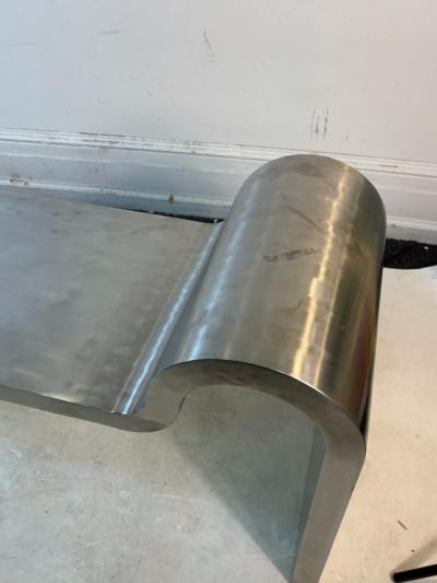 Karl Springer MODERN SCULPTURAL POLISHED STEEL BENCH