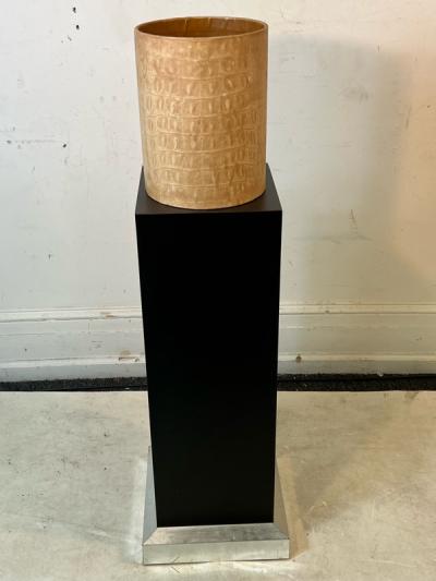 Karl Springer MODERN TAN ALLIGATOR PATTERN LEATHER WASTE BASKET IN THE MANNER OF KARL SPRINGER