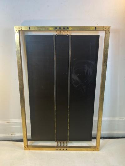 Karl Springer MODERNIST CHROME AND BRASS ACCENT MIRROR IN THE MANNER OF KARL SPRINGER