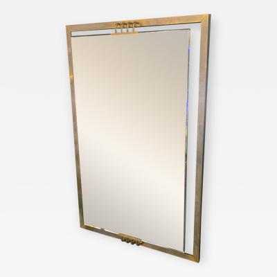 Karl Springer MODERNIST CHROME AND BRASS ACCENT MIRROR IN THE MANNER OF KARL SPRINGER