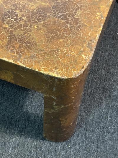 Karl Springer MODERNIST COCONUT SHELL LACQUERED COFFEE TABLE ATTRIBUTED TO KARL SPRINGER