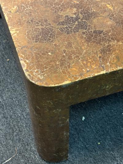 Karl Springer MODERNIST COCONUT SHELL LACQUERED COFFEE TABLE ATTRIBUTED TO KARL SPRINGER
