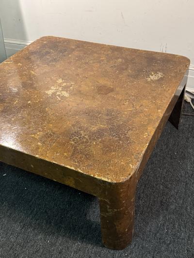 Karl Springer MODERNIST COCONUT SHELL LACQUERED COFFEE TABLE ATTRIBUTED TO KARL SPRINGER