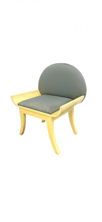 Karl Springer MODERNIST CREAM LACQUER VANITY CHAIR BY KARL SPRINGER