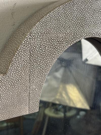 Karl Springer MODERNIST FAUX SHAGREEN MIRROR IN THE MANNER OF KARL SPRINGER