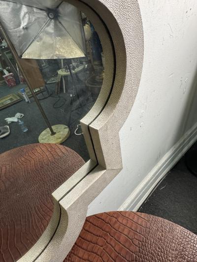 Karl Springer MODERNIST FAUX SHAGREEN MIRROR IN THE MANNER OF KARL SPRINGER