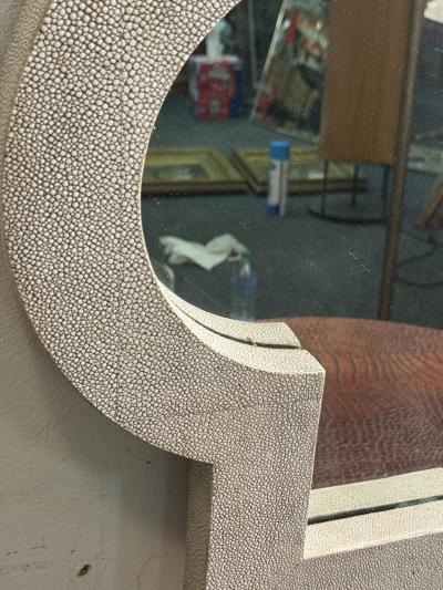 Karl Springer MODERNIST FAUX SHAGREEN MIRROR IN THE MANNER OF KARL SPRINGER