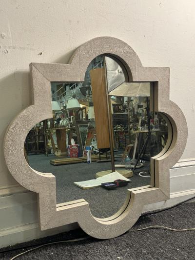 Karl Springer MODERNIST FAUX SHAGREEN MIRROR IN THE MANNER OF KARL SPRINGER