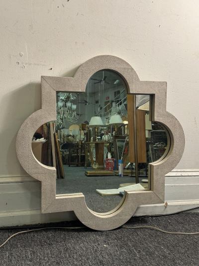 Karl Springer MODERNIST FAUX SHAGREEN MIRROR IN THE MANNER OF KARL SPRINGER