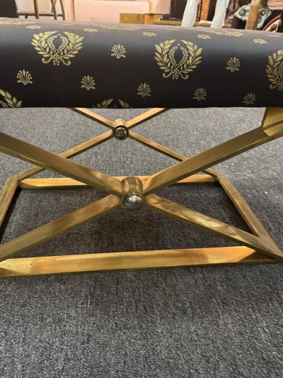 Karl Springer MODERNIST LUCITE AND BRASS BENCH CHROME MEDALLIONS MANNER OF KARL SPRINGER