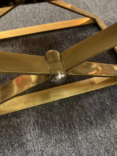 Karl Springer MODERNIST LUCITE AND BRASS BENCH CHROME MEDALLIONS MANNER OF KARL SPRINGER