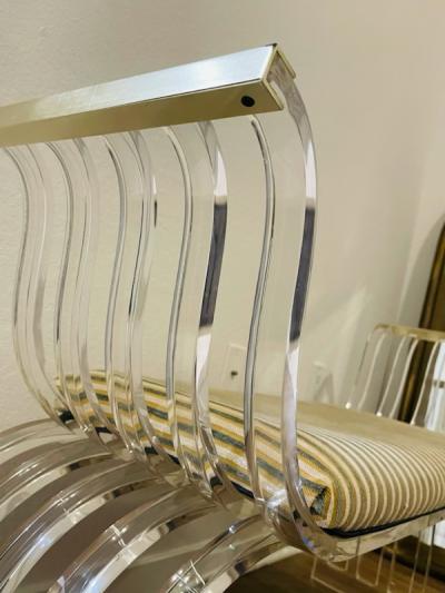 Karl Springer MODERNIST LUCITE AND GOLDTONE METAL BENCH