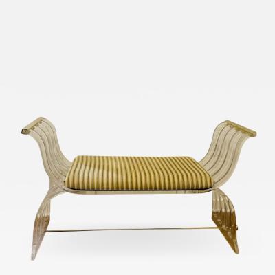 Karl Springer MODERNIST LUCITE AND GOLDTONE METAL BENCH