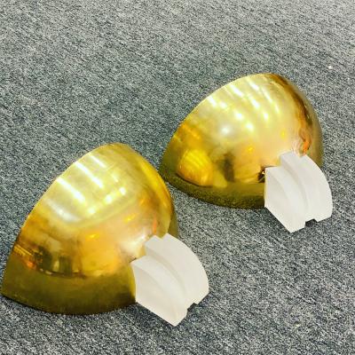 Karl Springer MODERNIST PAIR OF BRASS AND FROSTED LUCITE SCONCES BY KARL SPRINGER