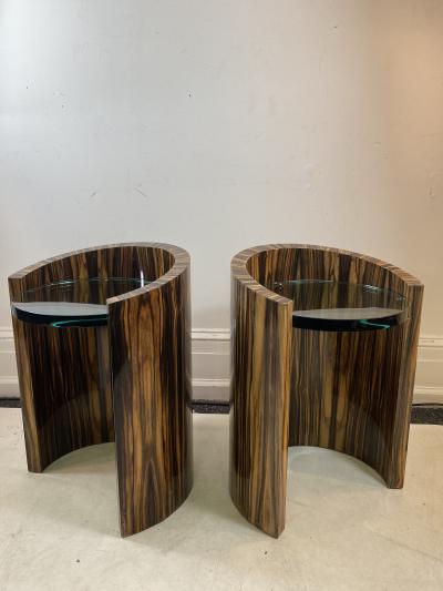 Karl Springer MODERNIST PAIR OF MACASSAR SIDE TABLES BY KARL SPRINGER