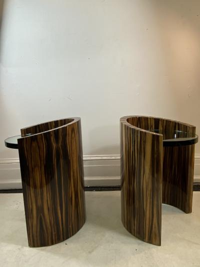 Karl Springer MODERNIST PAIR OF MACASSAR SIDE TABLES BY KARL SPRINGER