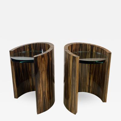 Karl Springer MODERNIST PAIR OF MACASSAR SIDE TABLES BY KARL SPRINGER